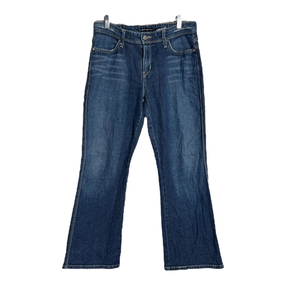 Levi's Night Blues Boot Cut Jeans Blue Medium Wash Fading Whiskering Rhinestones